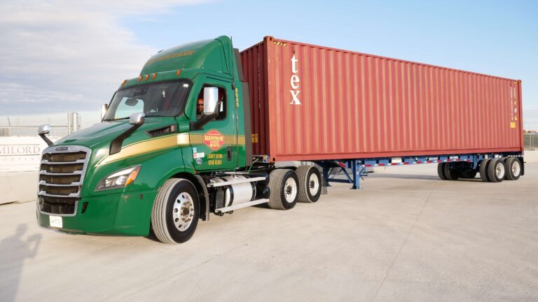 a large truck parked on the side of a road